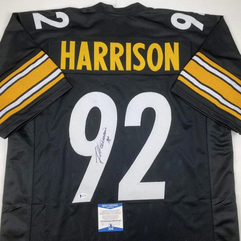 Signed Harrison 92 black steel custom jersey with yellow white stripes