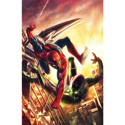 Jonathan Hickman signed Ultimate Spider-Man comic book featuring Spider-Man swinging and Green Goblin battle