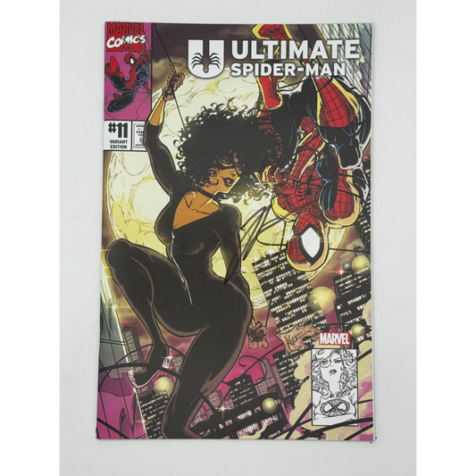 Jonathan Hickman signed Ultimate Spider-Man comic with Black Cat art by Marco Checchetto