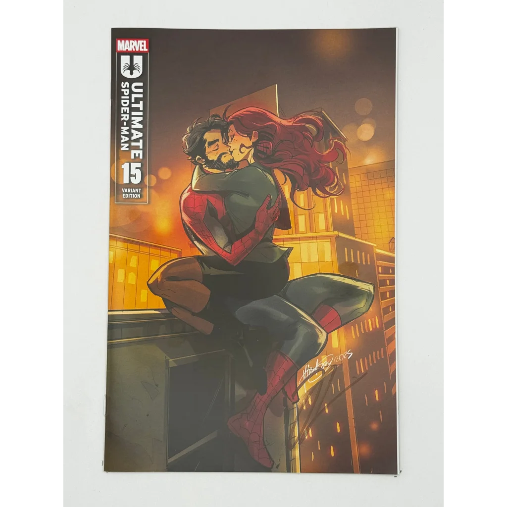 Jonathan Hickman signed Ultimate Spider-Man comic with Marco Checchetto art showing Spider-Man and Mary Jane on a rooftop