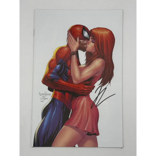 Jonathan Hickman signed Ultimate Spider-Man comic with Spider-Man and Mary Jane kissing art