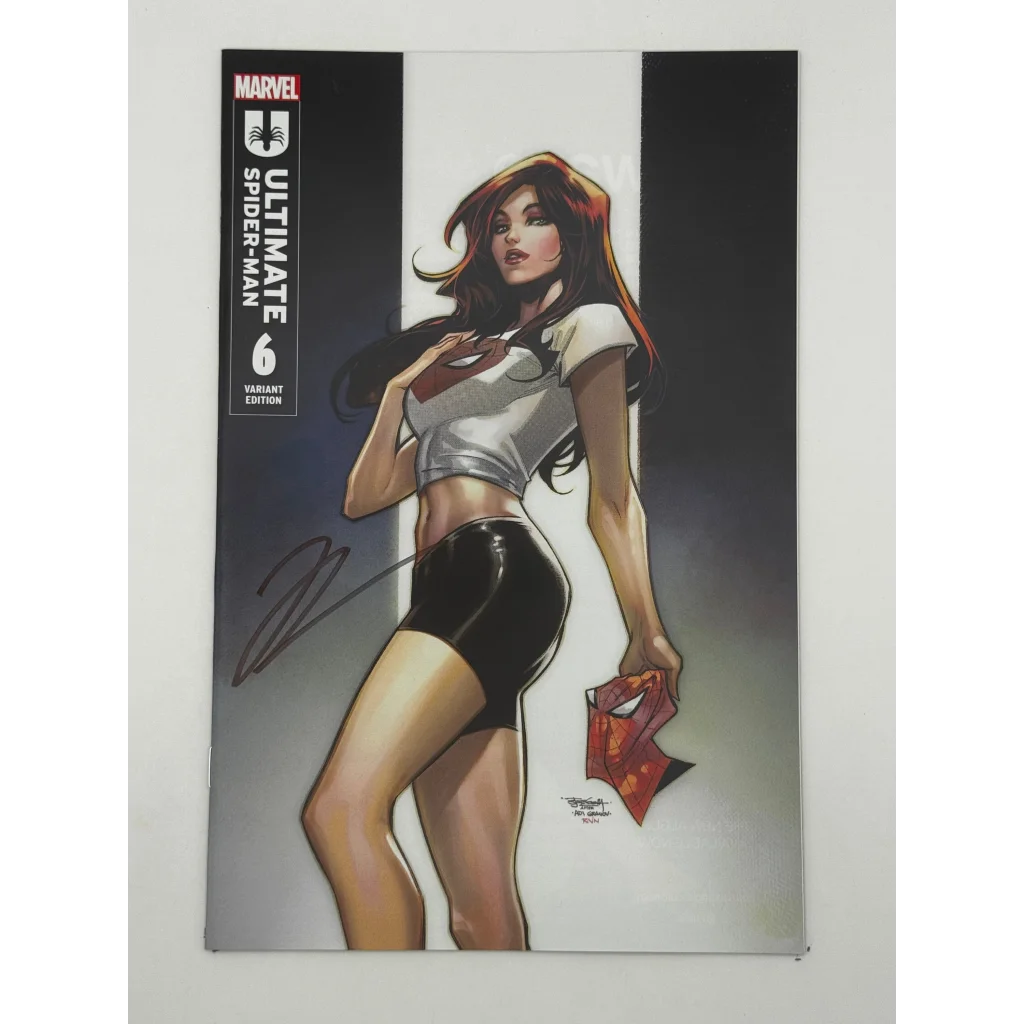 Comic book featuring female character with red mask from Ultimate Spider-Man by Marco Checchetto
