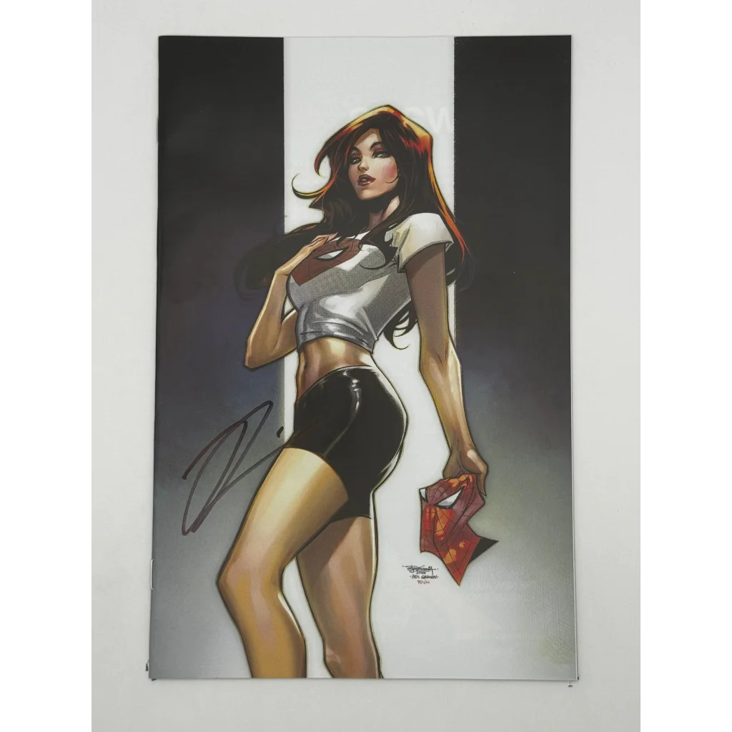 Signed Ultimate Spider-Man comic book with female character by Marco Checchetto, Jonathan Hickman signature