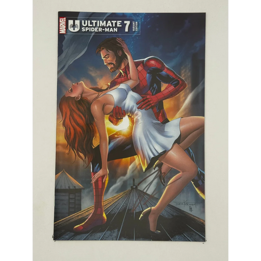 Jonathan Hickman Ultimate Spider-Man #7 comic with Marco Checchetto variant cover of Spider-Man and Mary Jane dancing