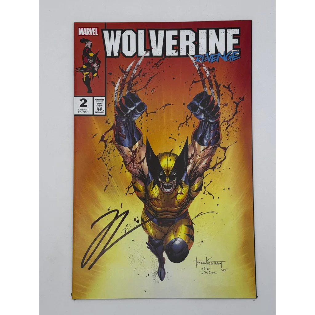 Signed Wolverine comic book with dynamic cover, part of Unknown Comics Kirkham exclusive series