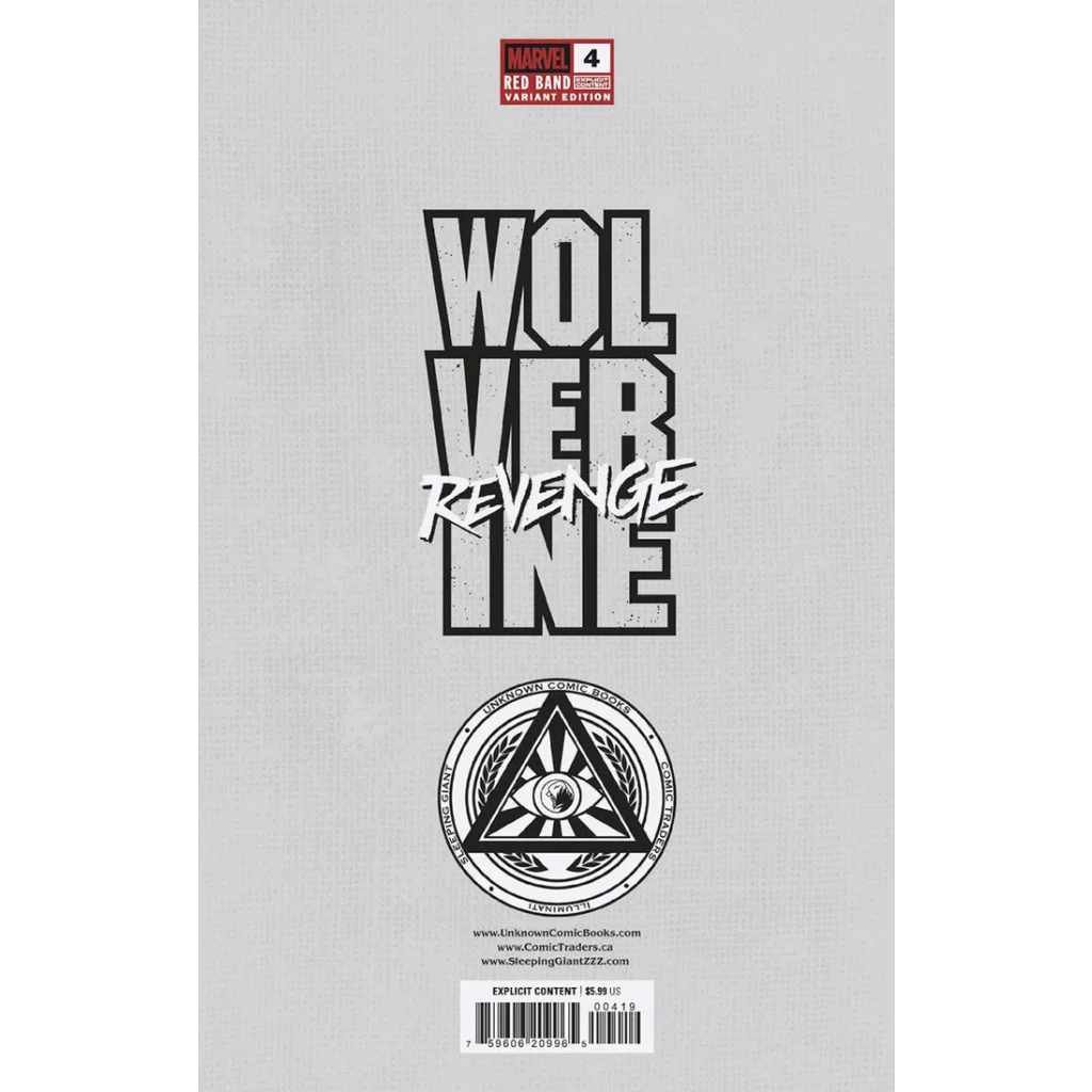 Comic book with gray cover and Wolverine Revenge Red Band signature artwork