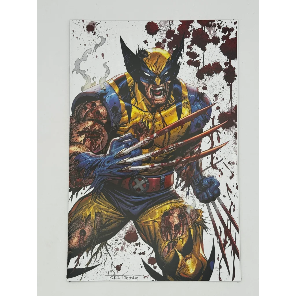 Jonathan Hickman signed Wolverine Revenge Red Band comic with battle-damaged Wolverine and blood splatters