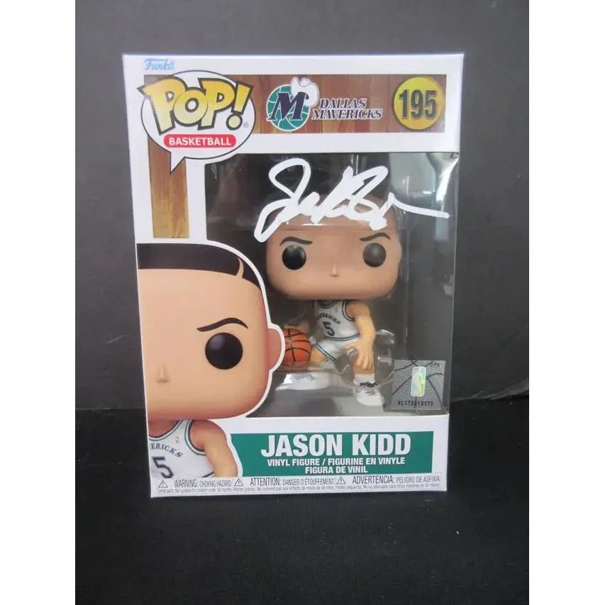 Signed Funko Pop of Jason Kidd basketball figurine with autograph for Dallas Mavericks fans