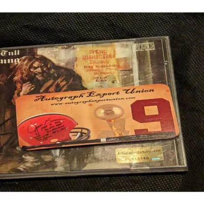 Signed CD cover of Jethro Tull Aqualung with promotional sticker from Ian Anderson Auto