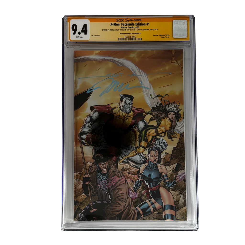 Signed Jim Lee X-Men Facsimile Edition #1 comic in protective case