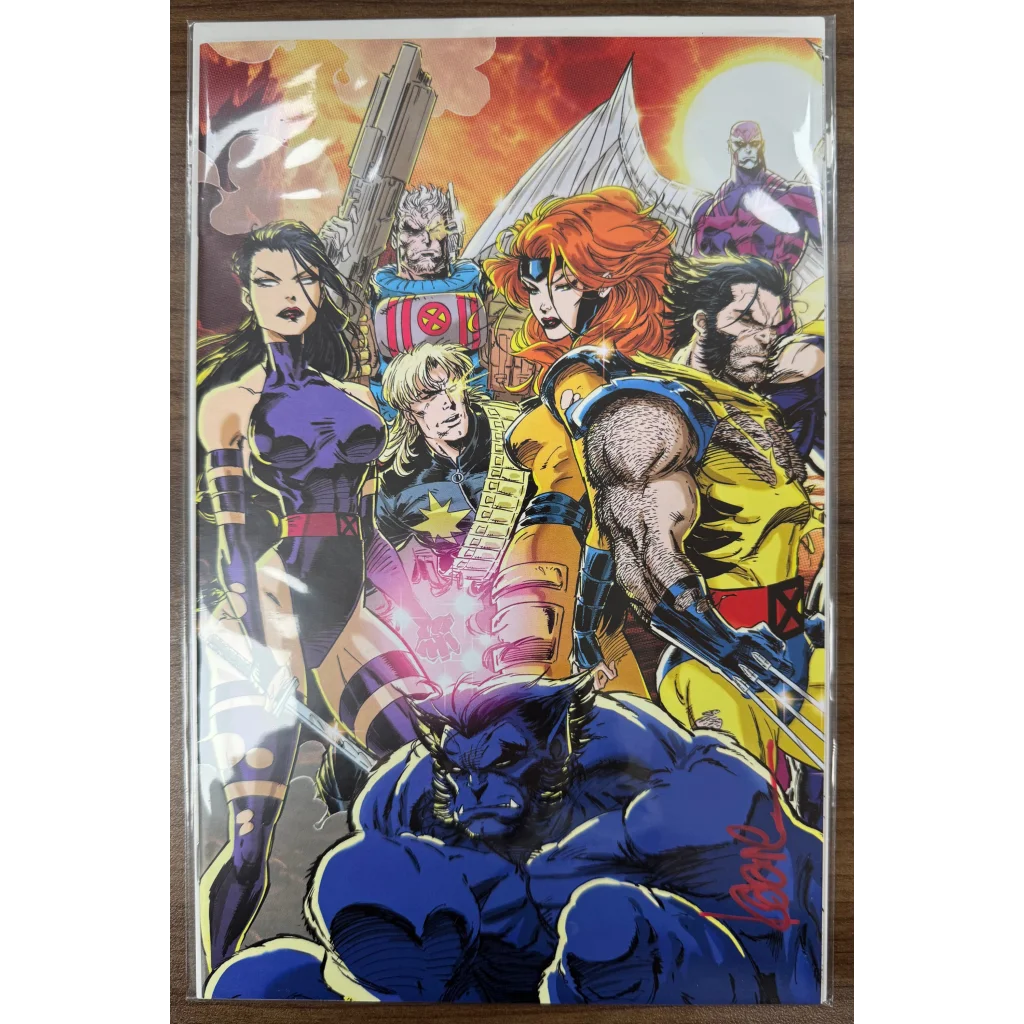 Comic book featuring X-Men with Wolverine Psylocke Jean Grey Beast by Kaare Andrews