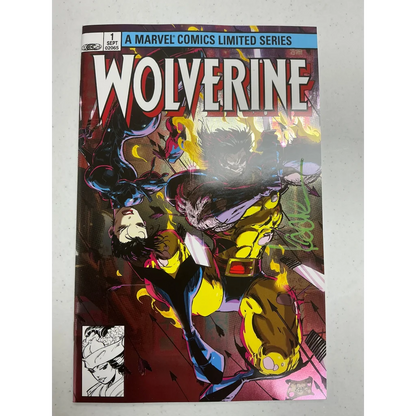 Shiny colorful Wolverine comic cover from Signed Kaare Andrews facsimile edition comic book