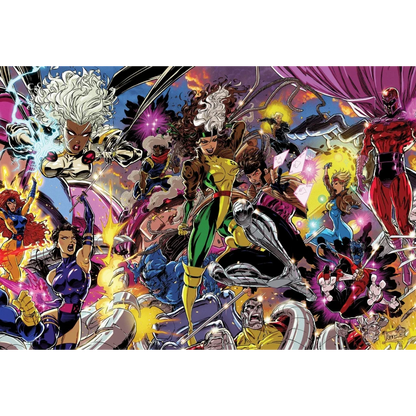 Vibrant comic book art with X-Men characters by Kaare Andrews from comics Kaare Andrews