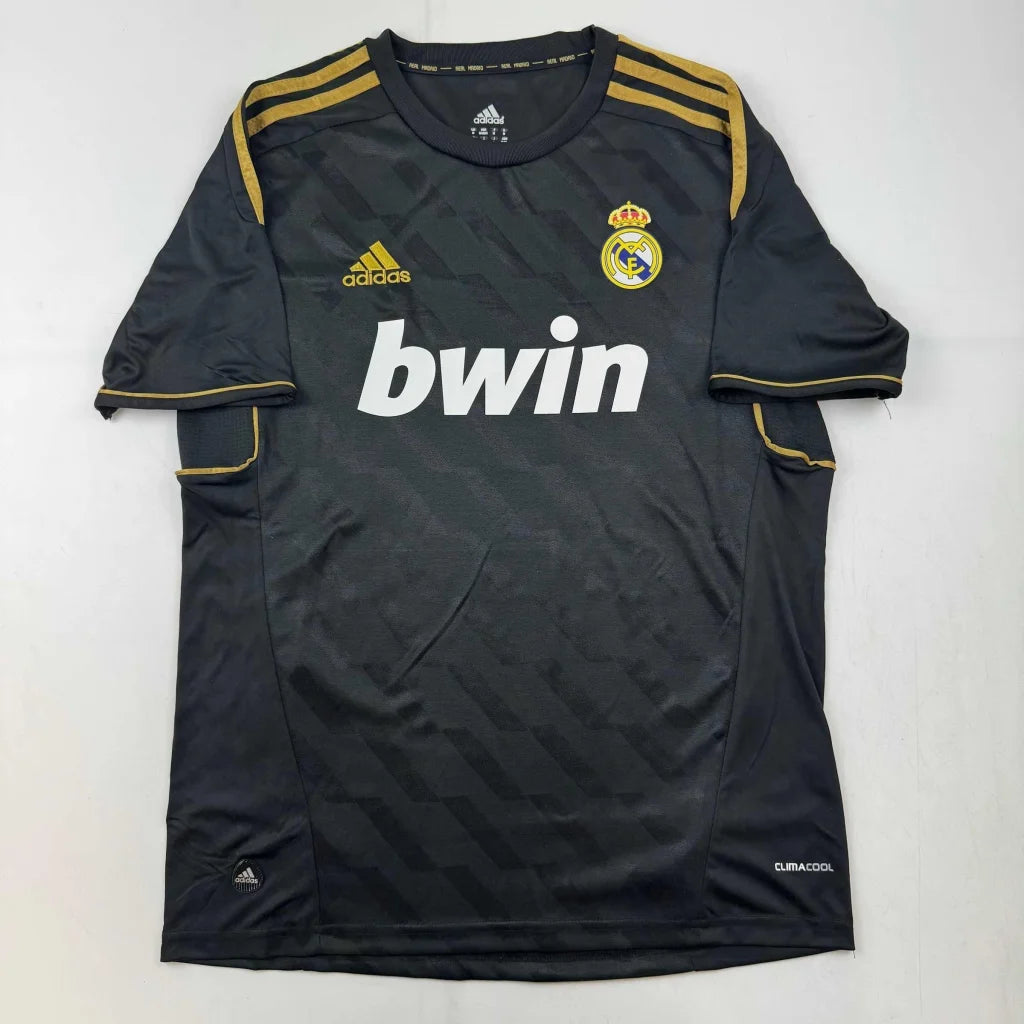 Black short-sleeved football jersey with gold accents for professional sports league fans
