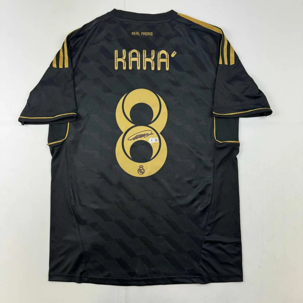 Black and gold Real Madrid Kaká custom jersey with autograph for professional sports fans