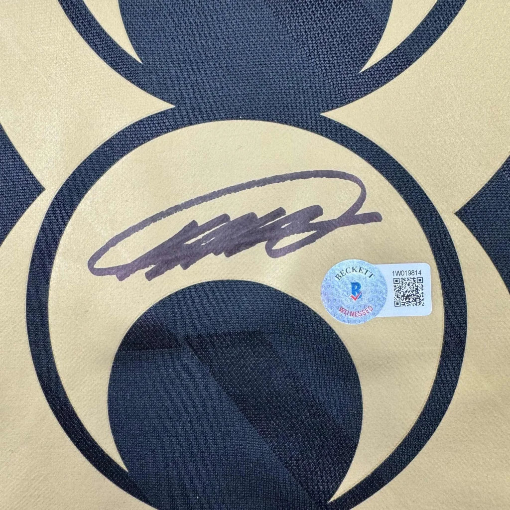 Autographed custom jersey with Beckett sticker from professional sports league Real Madrid style