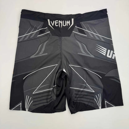 Signed Khamzat Chimaev black and gray Venum shorts with white accents