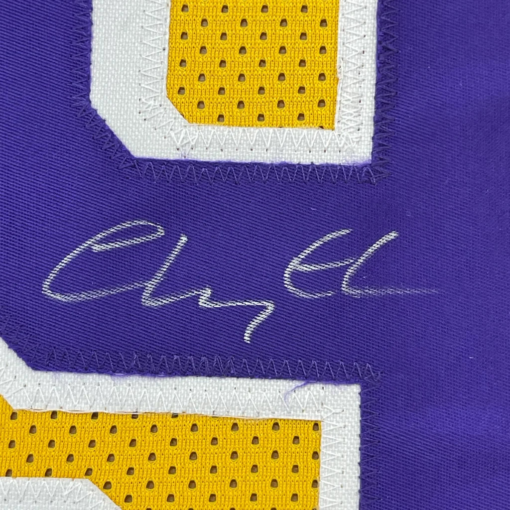 Purple and gold Signed Lakers FLETCH 99 jersey with white autograph for your man cave
