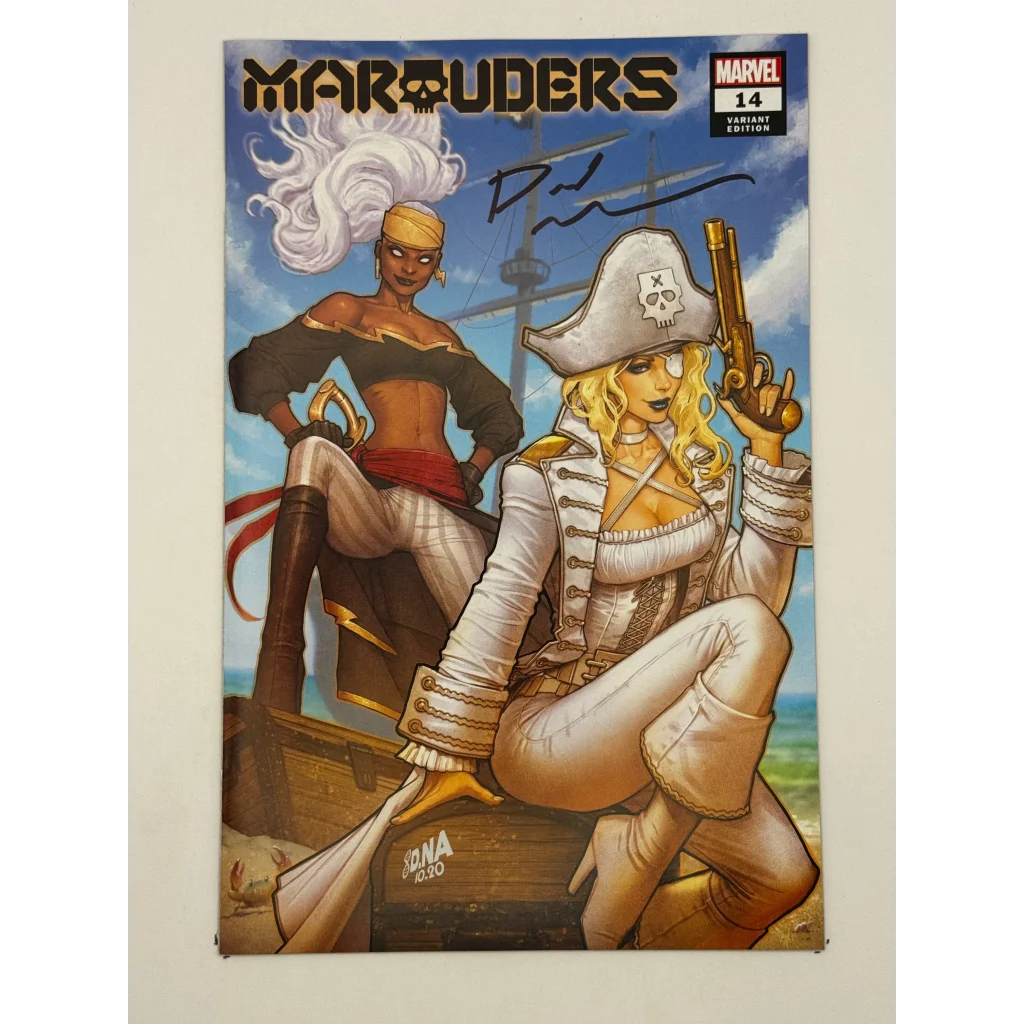 Signed MARAUDERS 14 XOS comic with two female pirates by David Nakayama