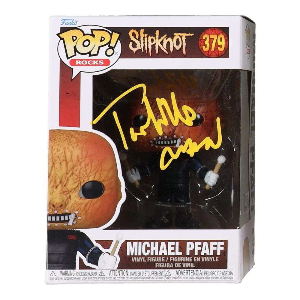 Funko Pop Michael Pfaff Slipknot figure with yellow autograph and Beckett auth