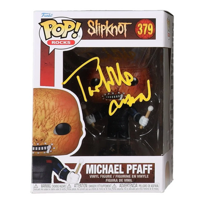 Funko Pop Michael Pfaff Slipknot figure with yellow autograph and Beckett auth