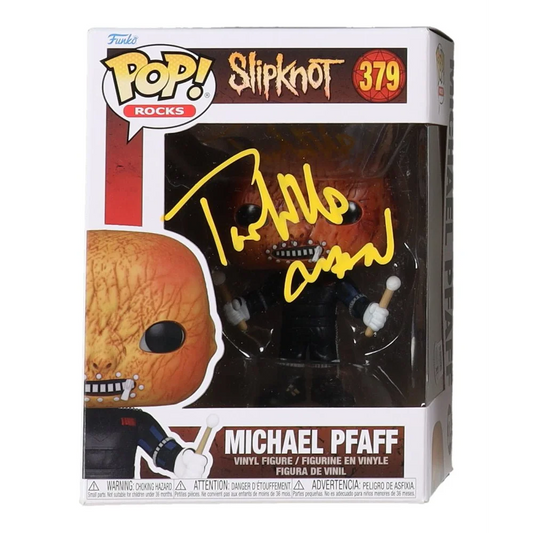 Funko Pop Michael Pfaff Slipknot figure with yellow autograph and Beckett auth