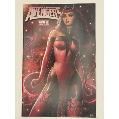 Full-color comic book with Scarlet Witch cover from Jed MacKay Avengers series featuring Nathan Szerdy