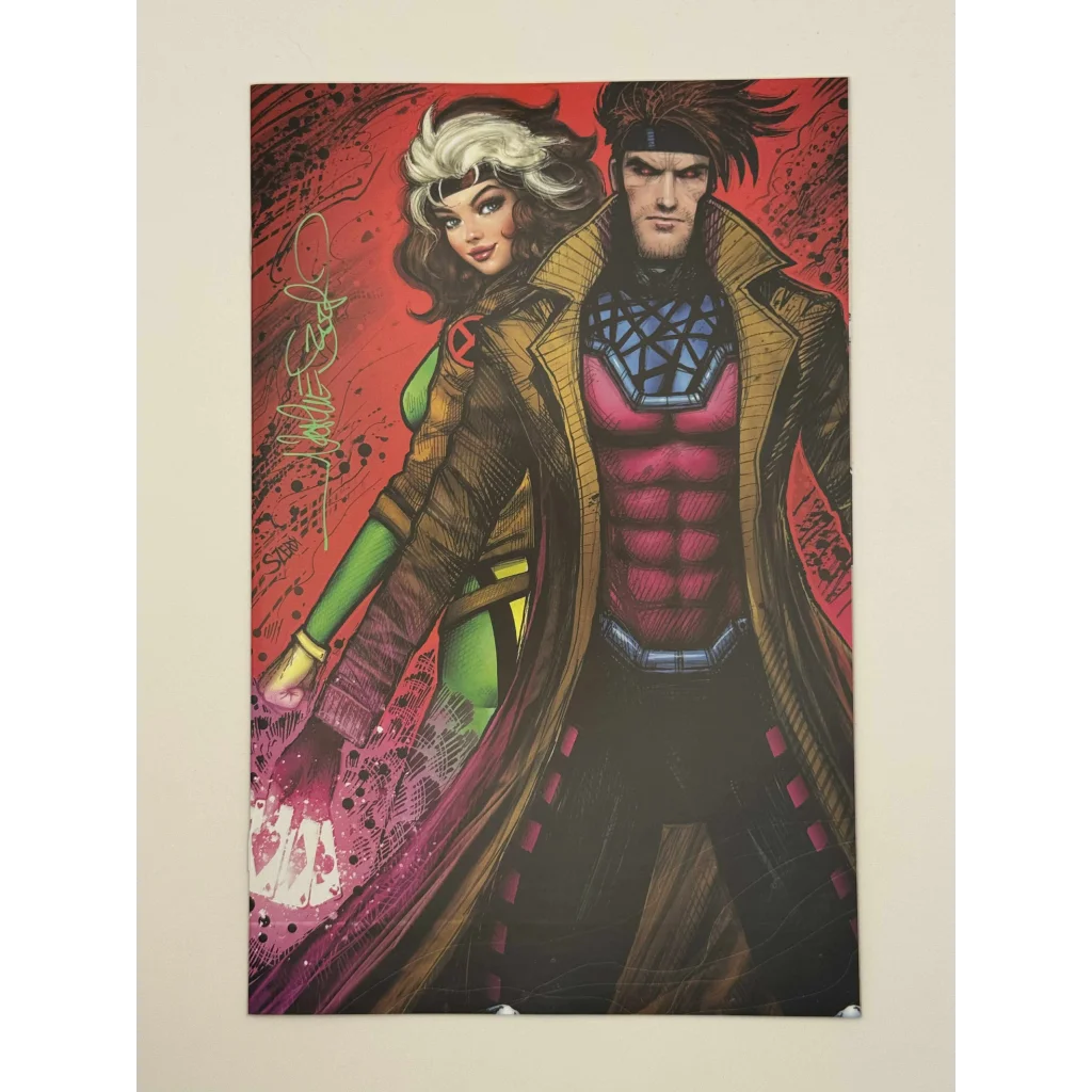 Signed X-Men comic cover with Rogue and Gambit from Nathan Szerdy exclusive variant