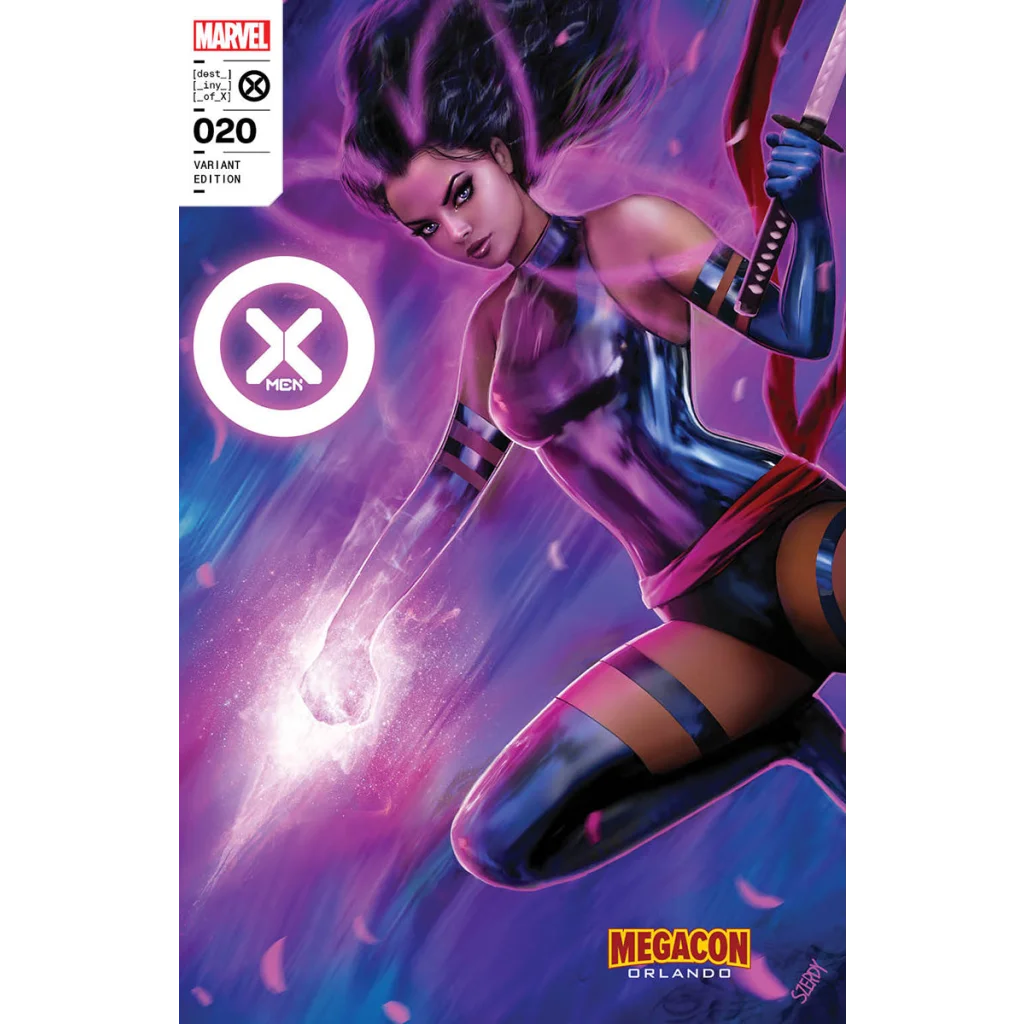 Marvel comics X-Men #20 MegaCon exclusive with Psylocke wielding glowing purple energy and katana