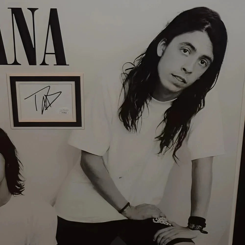 White Nirvana t-shirt with Dave Grohl and Krist Novoselic music poster graphic