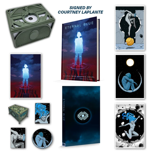 Signed Platinum Edition graphic novel with concept art prints and merchandise inside