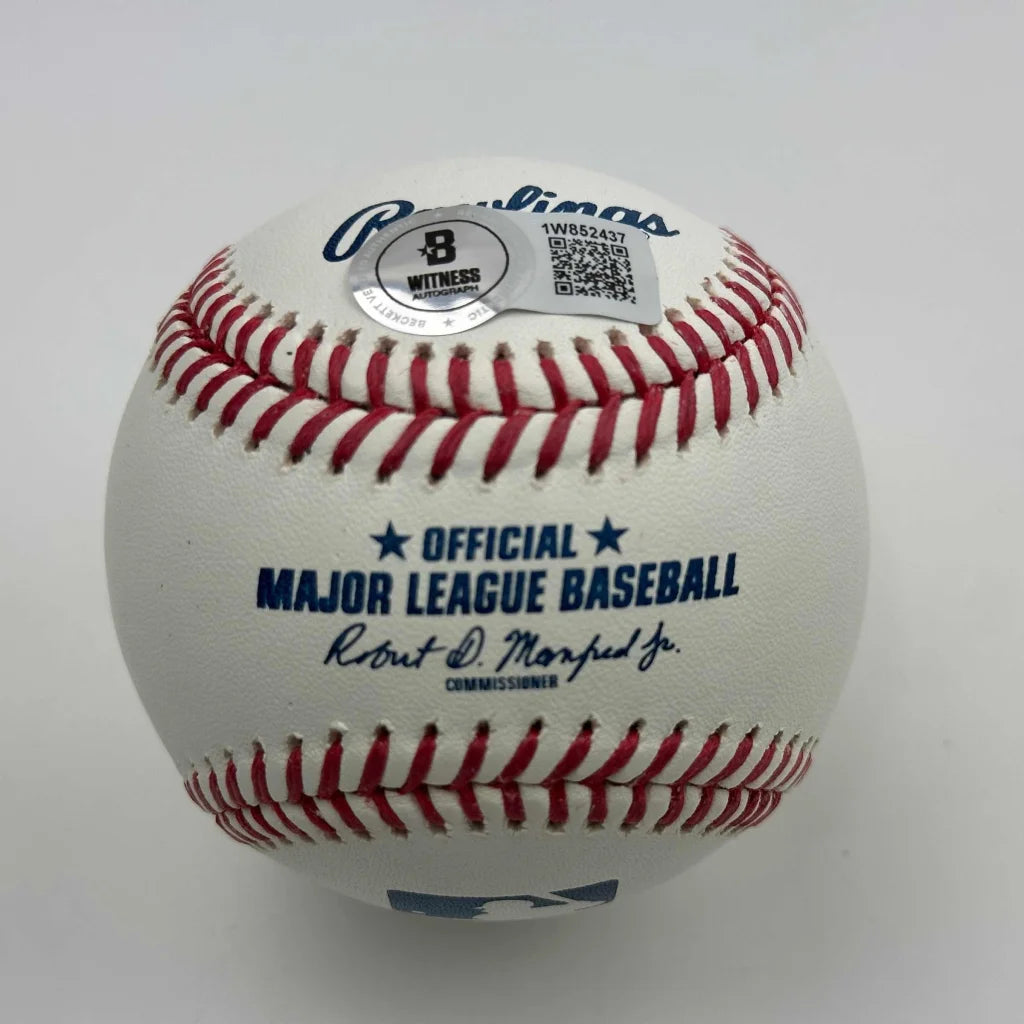 Signed Rawlings MLB Baseball with red stitching and authentication
