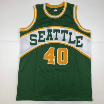 Signed Rickey Kemp custom jersey number 40 green yellow basketball