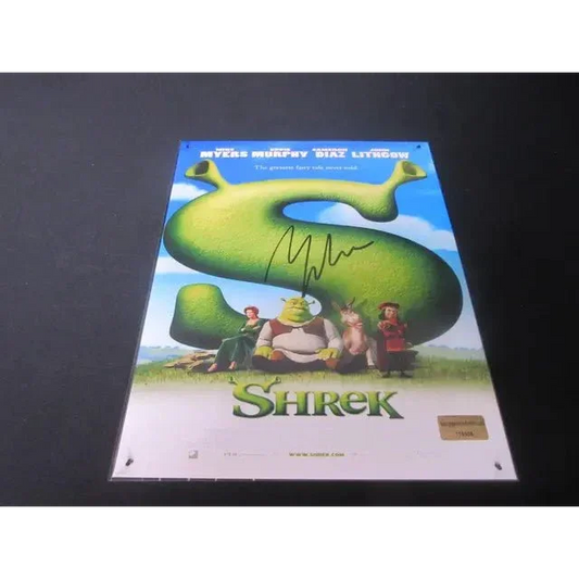 Autographed Shrek movie poster featuring signed 8x10 photo and photo EUA COA