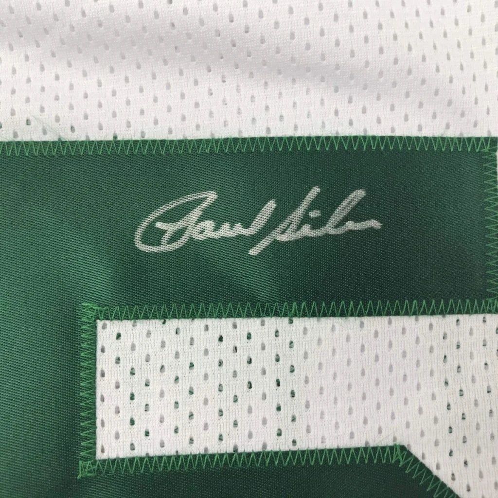 Green and white signed custom jersey inspired by Boston Celtics style for professional sports fans