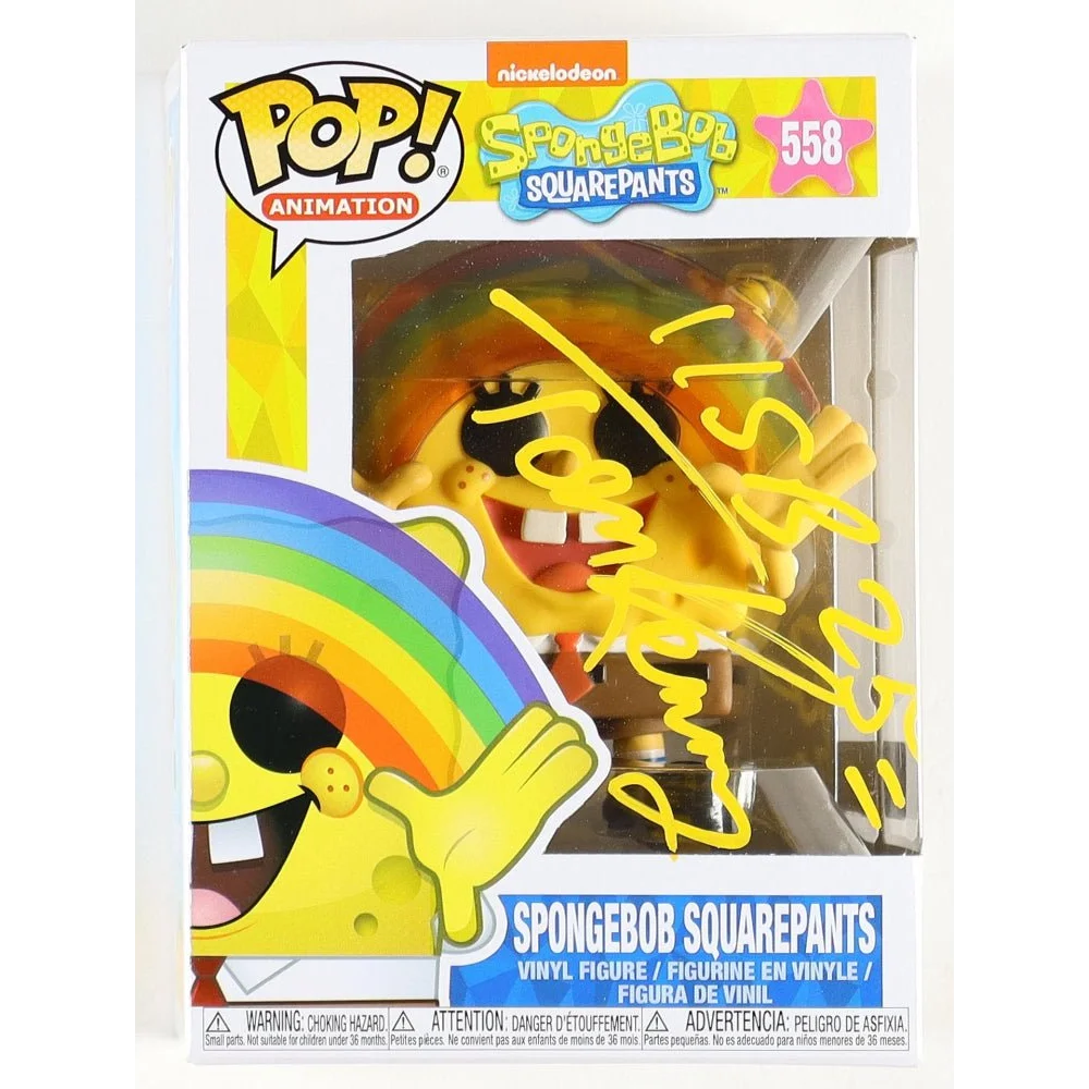 Autographed Funko Pop Tom Kenny SpongeBob Rainbow Edition vinyl figure for collectors