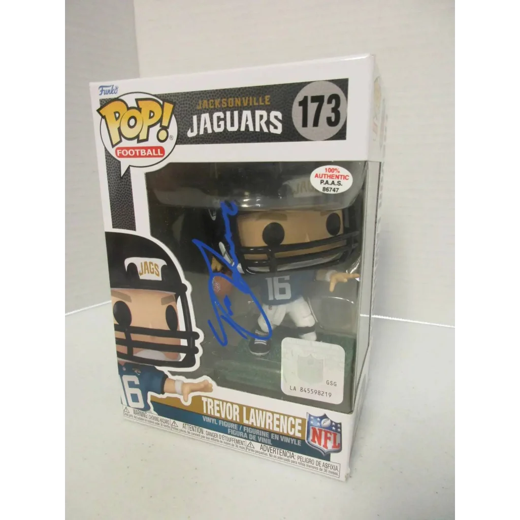 Signed Trevor Lawrence Jacksonville Jaguars Funko Pop figure with COA and autograph inside case