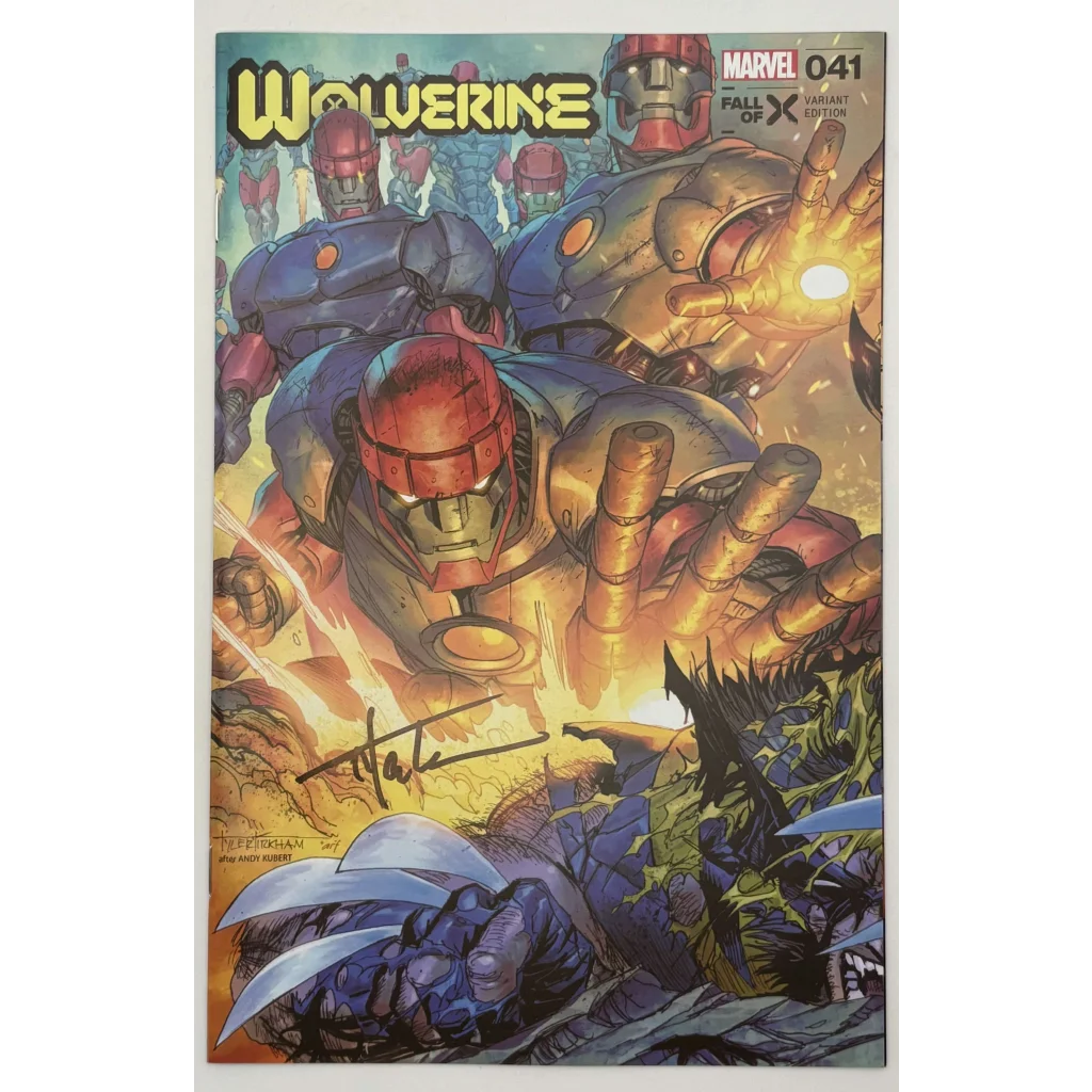 Signed Tyler Kirkham Wolverine 41 comic book with Benjamin Percy and Victor Lavalle signatures