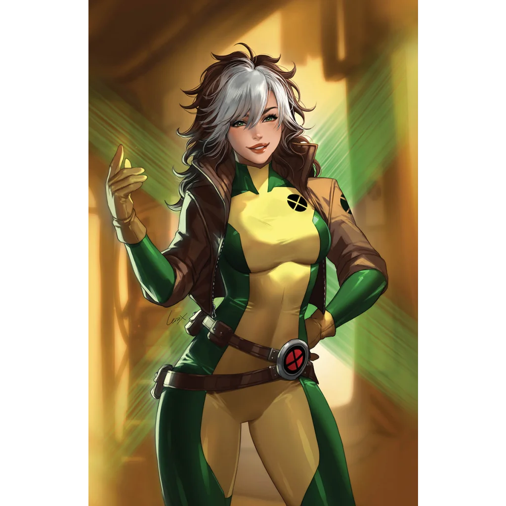 Green and yellow X-Men superhero costume with brown accents, Leirix exclusive virgin variant