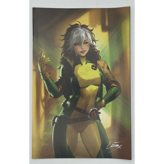 Signed Rogue in classic green yellow X-Men costume, Leirix exclusive virgin variant