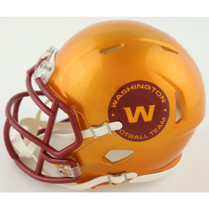 Orange and maroon Washington Football Team replica helmet from the signed Washington Flash alternate speed series