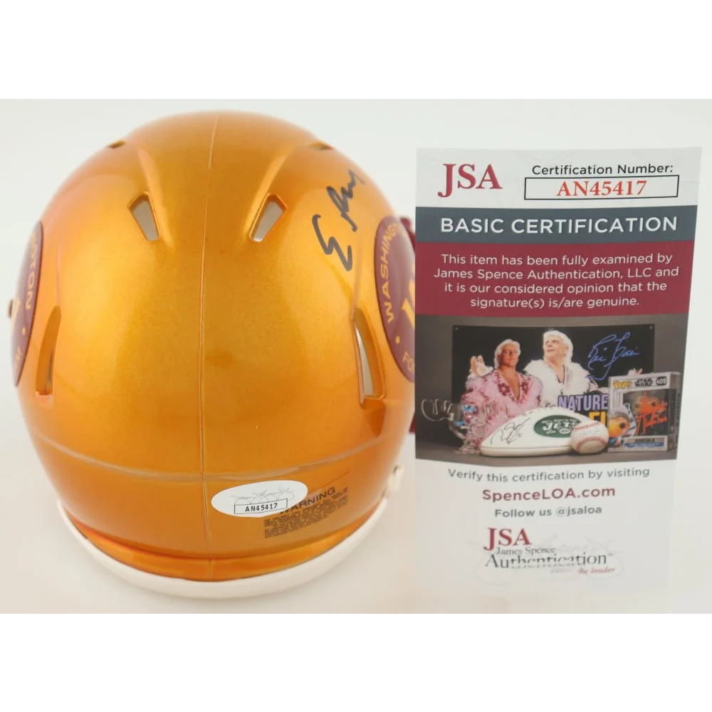 Gold football helmet signed by Washington Flash with JSA certification and flash alternate speed