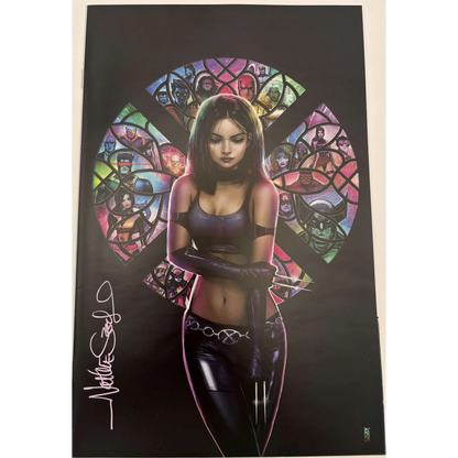 Signed comic book with Psylocke and X-Men in stained-glass style by Nathan Szerdy