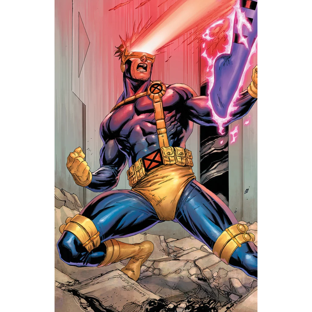 Cyclops firing optic blast on SIGNED X-MEN #6 Tyler Kirkham connecting cover virgin var