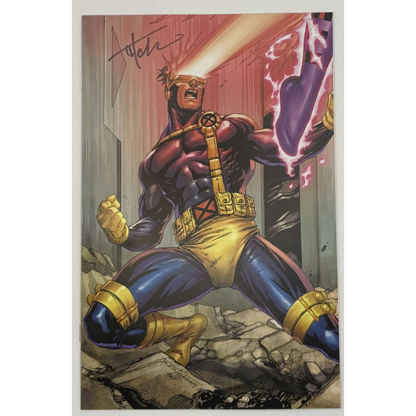 Signed X-MEN #6 Tyler Kirkham connecting cover virgin var comic book with COA
