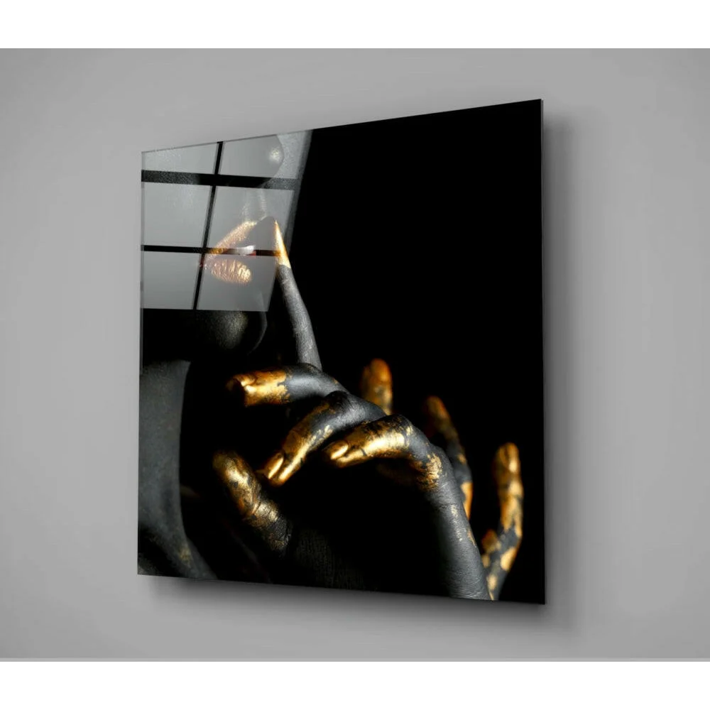 Stunning black and gold glass wall art panel for modern homes