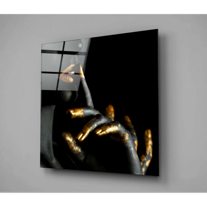 Stunning black and gold glass wall art panel for modern homes