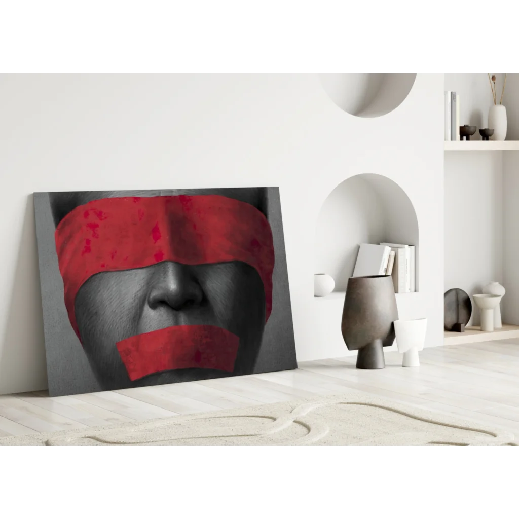 Bold Red Tape Portrait Canvas Wall Art Print | Modern Wall Art Decor | vintageantiquesgifts.com