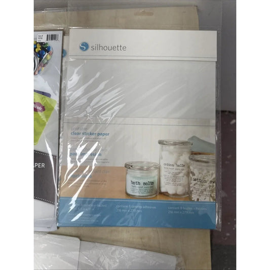 Silhouette printable clear sticker paper 8.5x11, 8-sheet pkg in sleeve