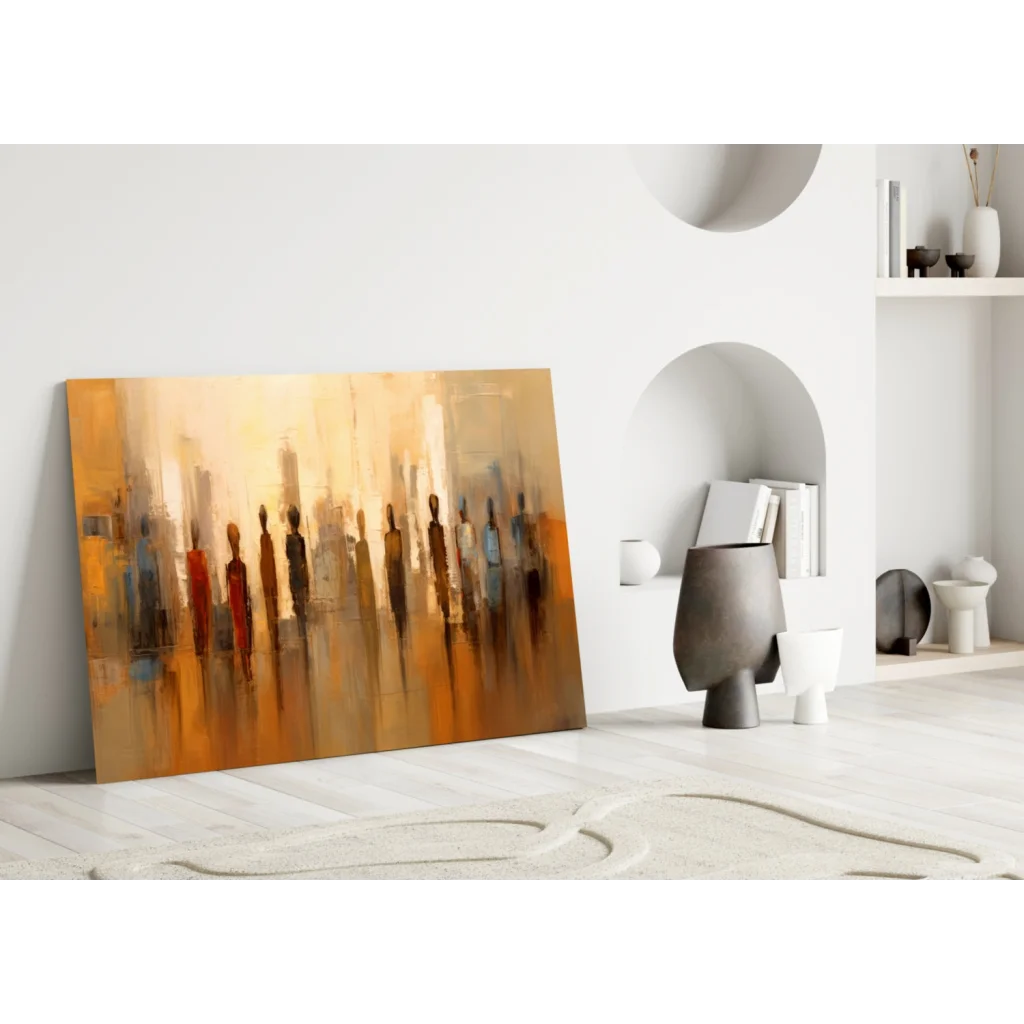 Amber Silhouette Canvas Wall Art With Warm Abstract Figures | Modern Wall Art Decor | vintageantiquesgifts.com